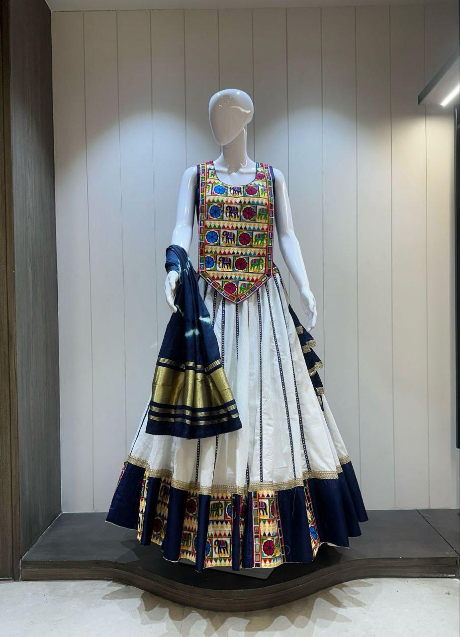 Designer Chaniya Choli for Navratri Patola Lehenga Festival outfit Gamthi Work Garba Night