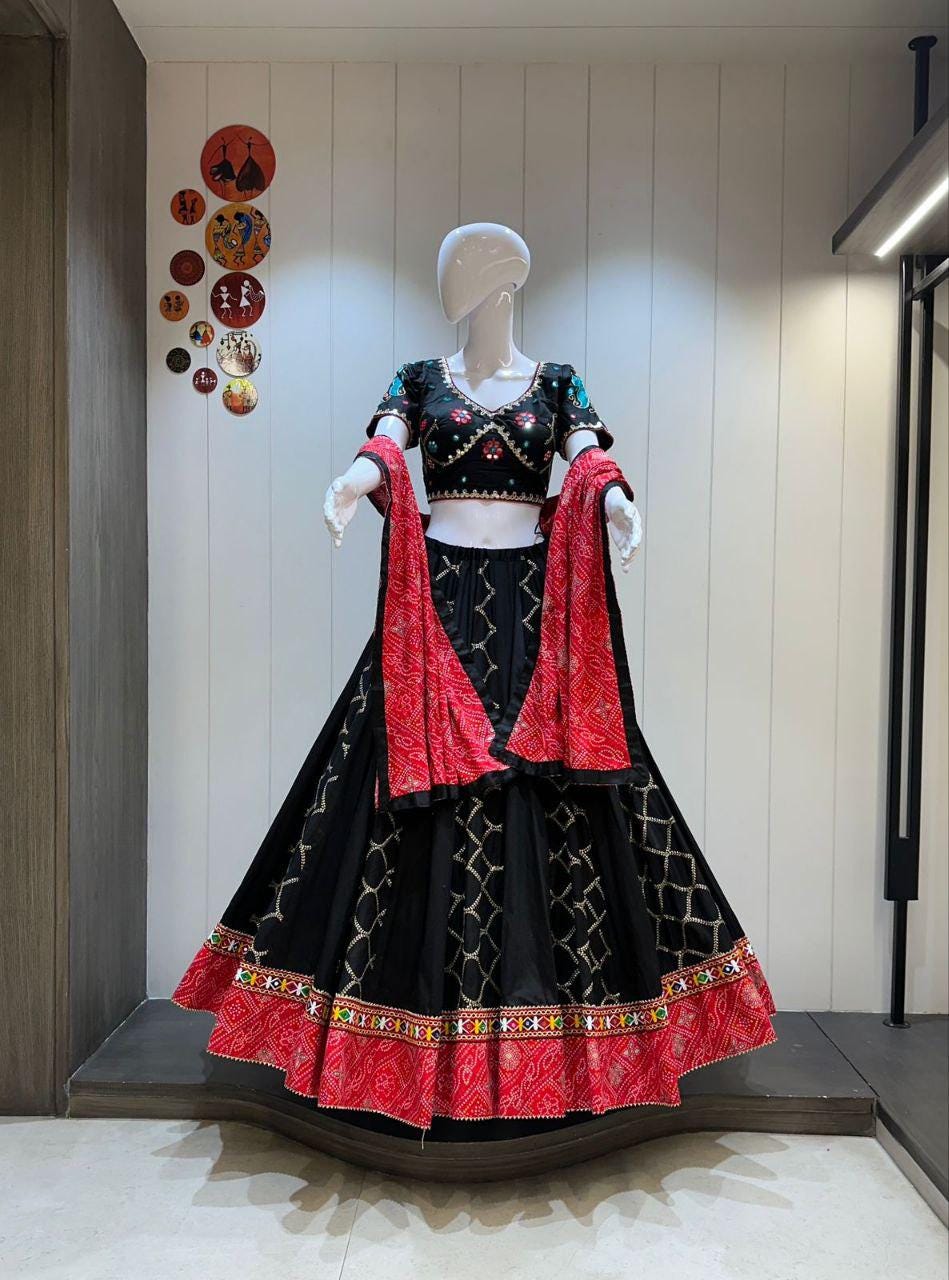 Designer Chaniya Choli for Navratri Patola Lehenga Festival outfit Gamthi Work Garba Night