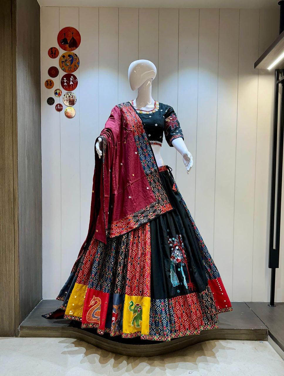 Designer Chaniya Choli for Navratri Patola Lehenga Festival outfit Gamthi Work Garba Night