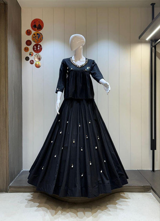 Pure Georgette Fabric Black Chaniya Choli for Navratri Patola Lehenga