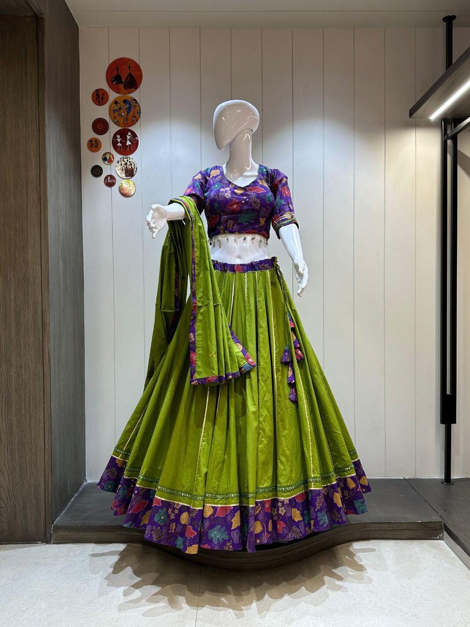 Pure Camric Cotton Print Base With Patching Work Dupatta With Designer Blouse