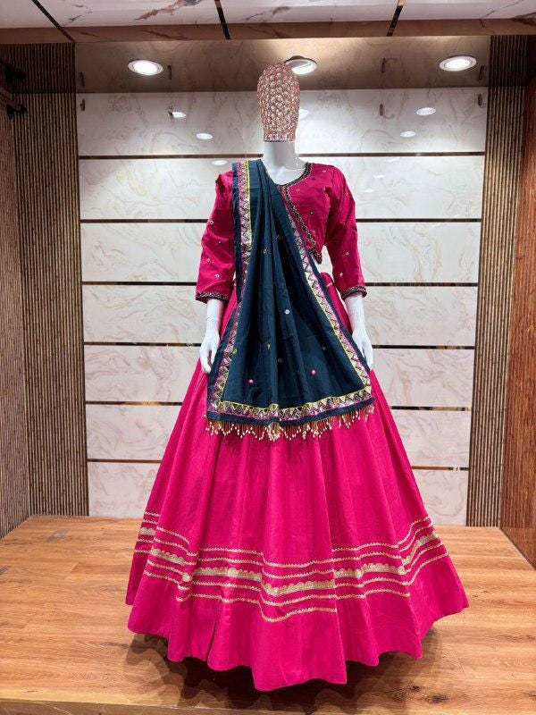 Designer Full Sleeve Heavy Real Mirror Work Base Chaniya Choli With Heavy Latkan Base