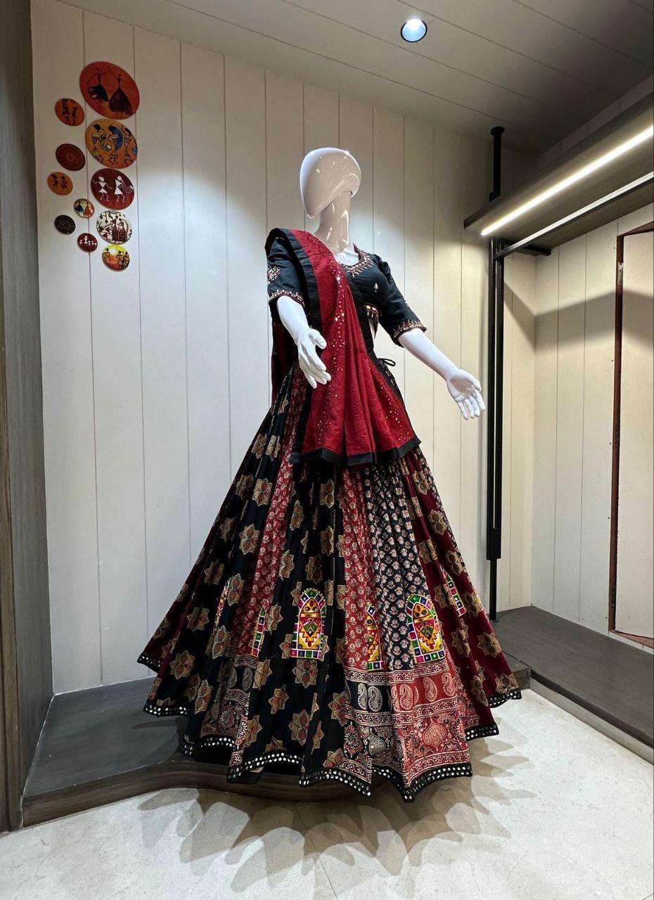 Designer Chaniya Choli for Navratri Patola Lehenga Festival outfit Gamthi Work Garba Night