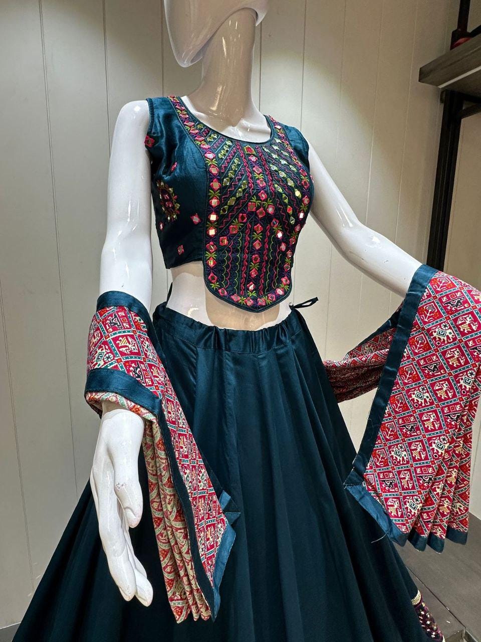 Designer Chaniya Choli for Navratri Patola Lehenga Festival outfit Gamthi Work Garba Night