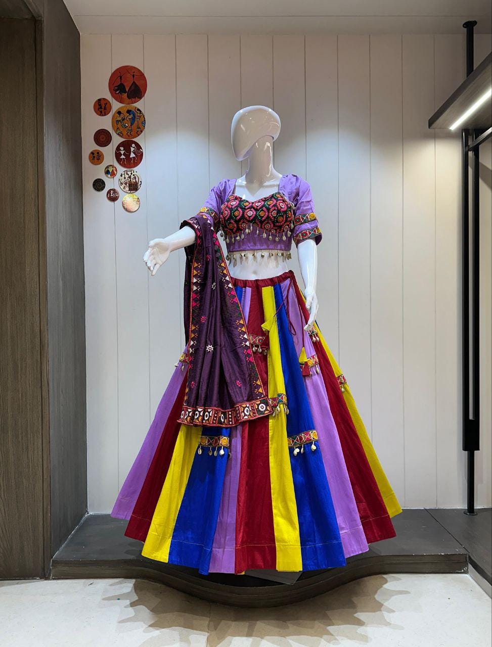 Pure Camric Cotton Print Base With Patching Work Dupatta With Designer Blouse