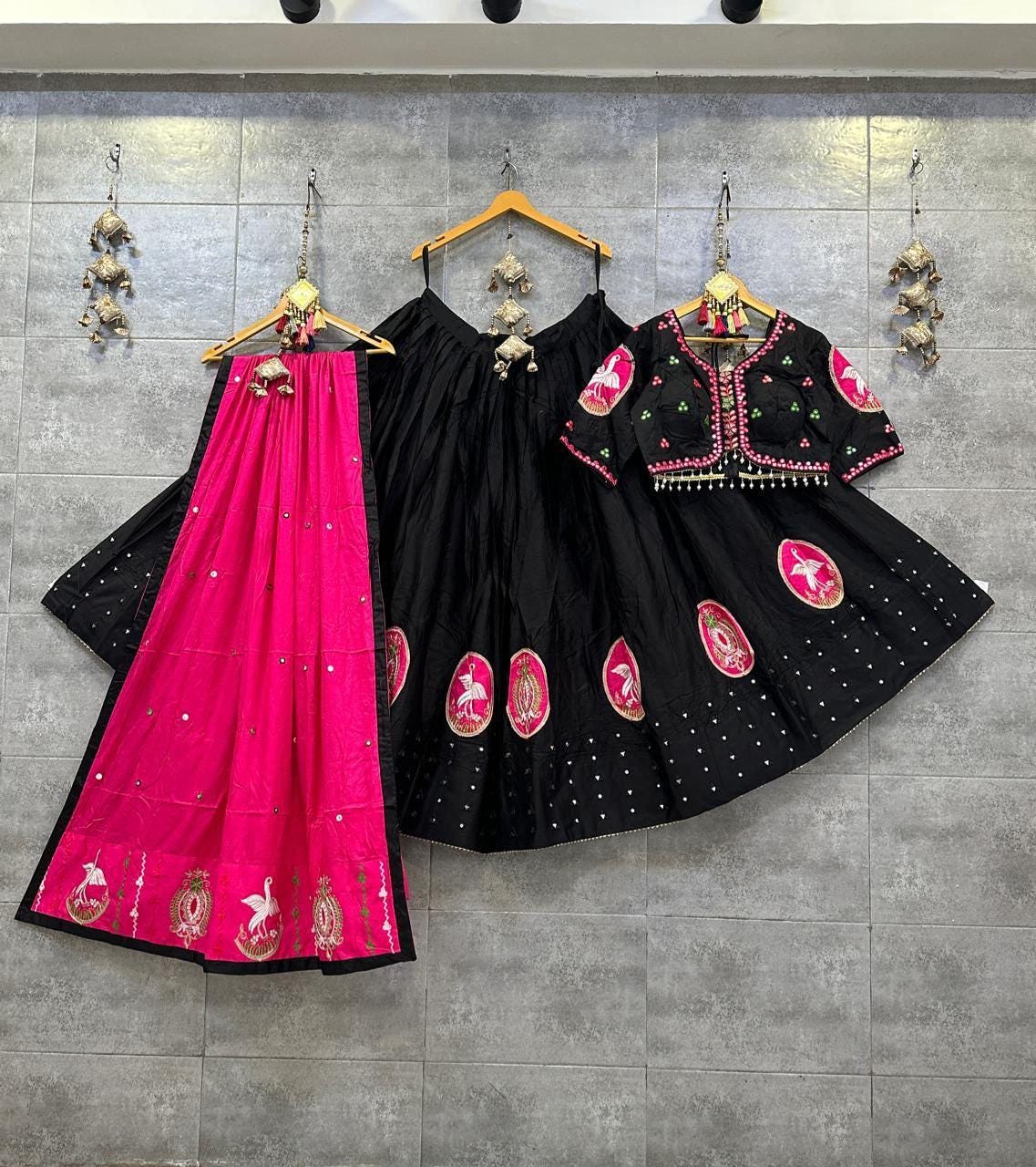 Multi Designer Chaniya Choli for Navratri Patola Lehenga 3 pc Readymade garba Lehenga Festival outfit Gamthi Work Garba Night lehenga