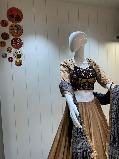 Pure Camric Cotton Print Base With Patching Work Dupatta With Designer Blouse