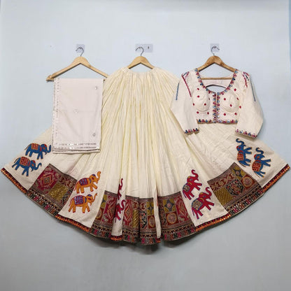 Khadi Cotton Kalo Pattern Chaniya Choli With Original Mirror Work