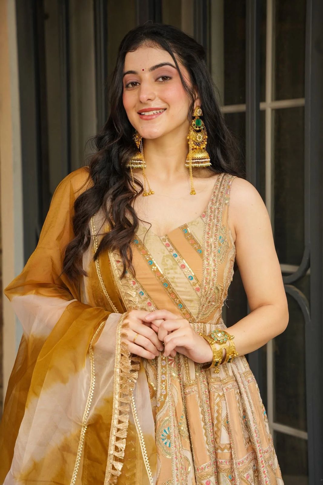 Pure Jimmy Organza Silk Digital Printed Padded Gown With 54+ Gown Length