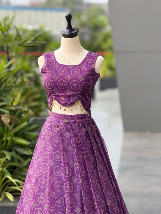 Pure Jimmy Organza Silk Digital Printed Lehnga With Canvas Patta
