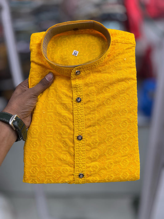 Men's Heavy Chikankari Mirror Work Kurta Pajama Set Indian Navratri Kurta Wedding & Ceremony Outfit