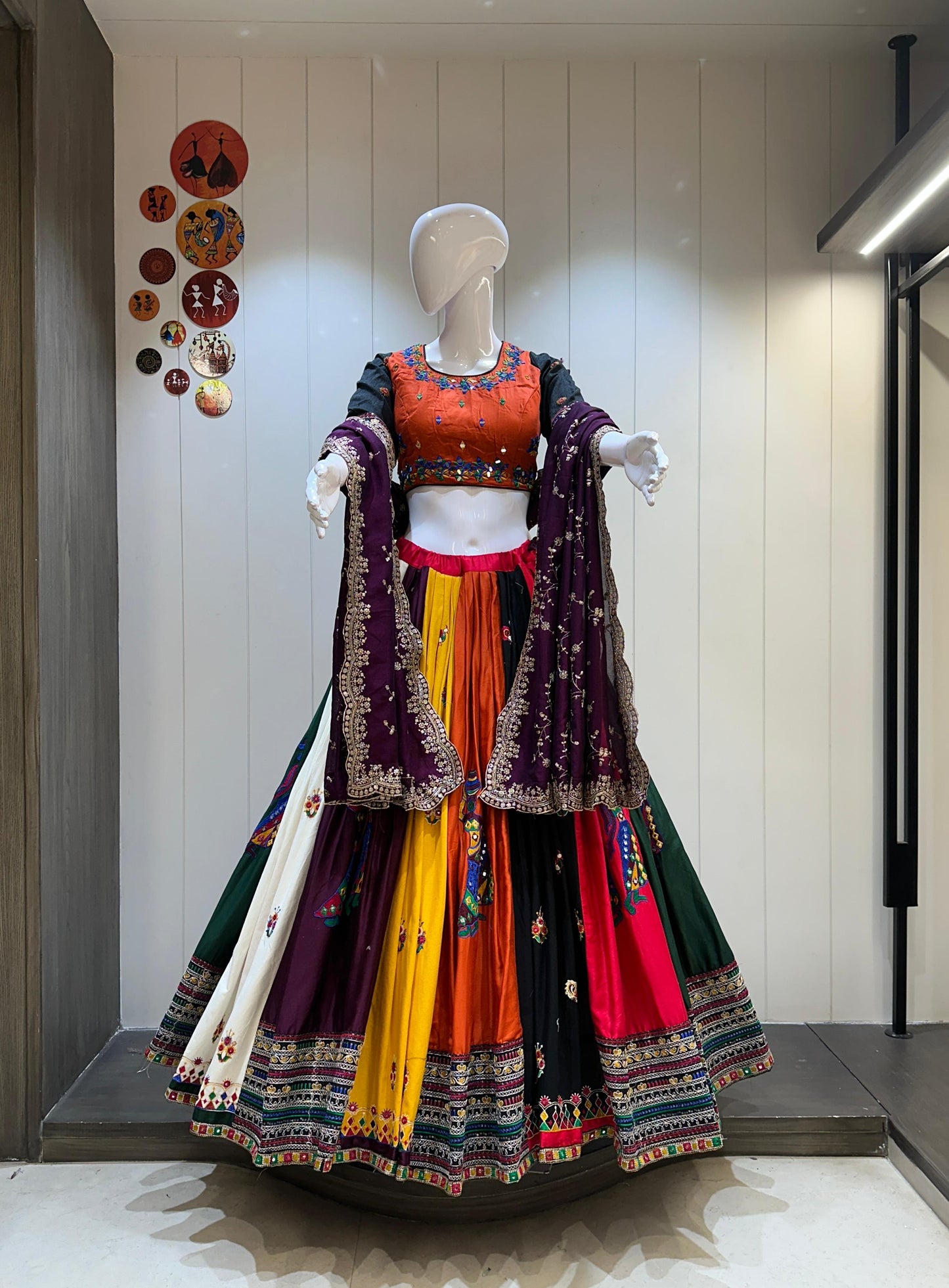 Pink Chaniya Choli for Navratri Patola Lehenga 3 pc Readymade garba Lehenga Festival outfit Gamthi Work Garba Night lehenga ready to wear