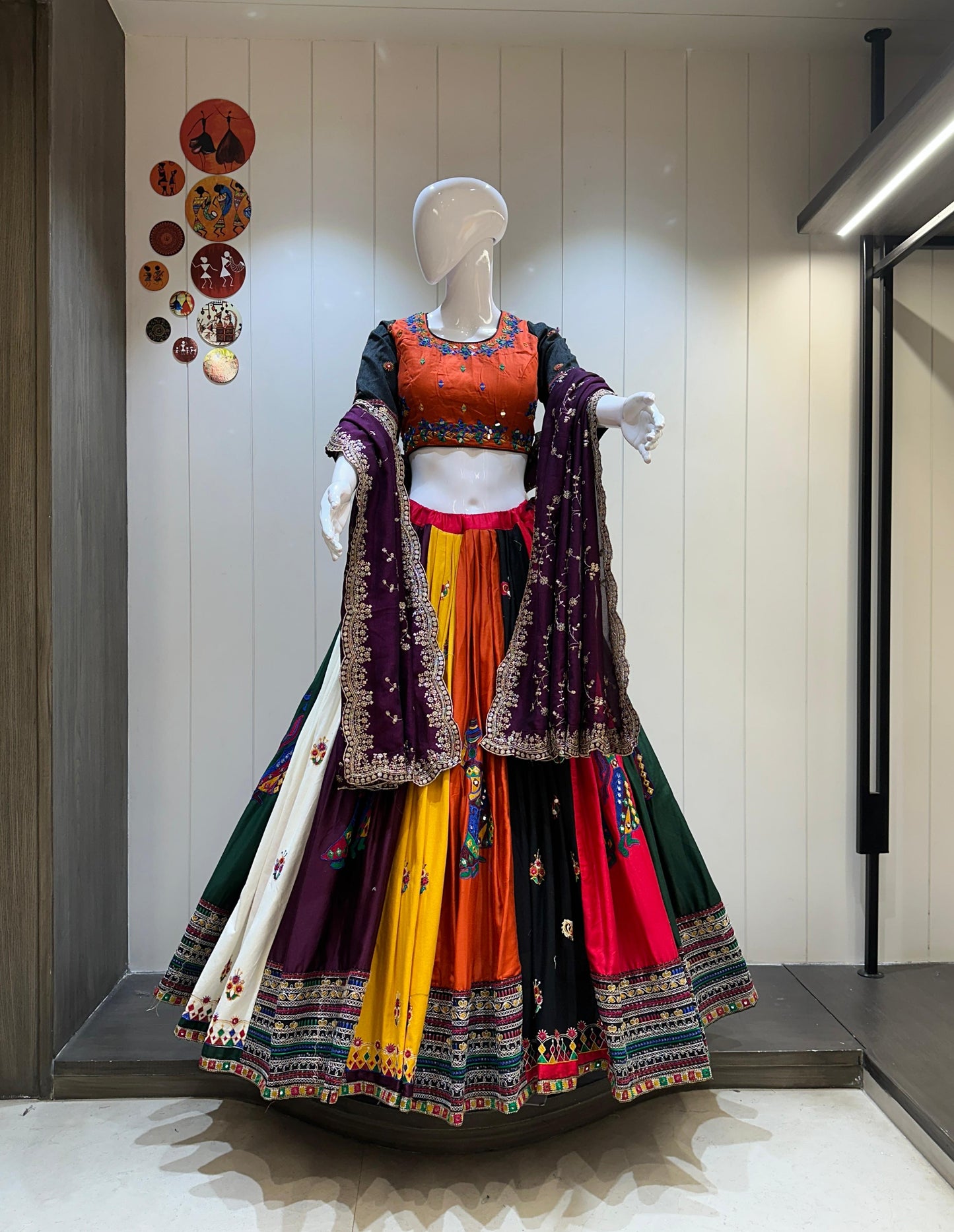 Pink Chaniya Choli for Navratri Patola Lehenga 3 pc Readymade garba Lehenga Festival outfit Gamthi Work Garba Night lehenga ready to wear