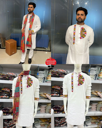 Men's Heavy Chikankari Mirror Work Kurta Pajama Set Indian Navratri Kurta Wedding & Ceremony Outfit