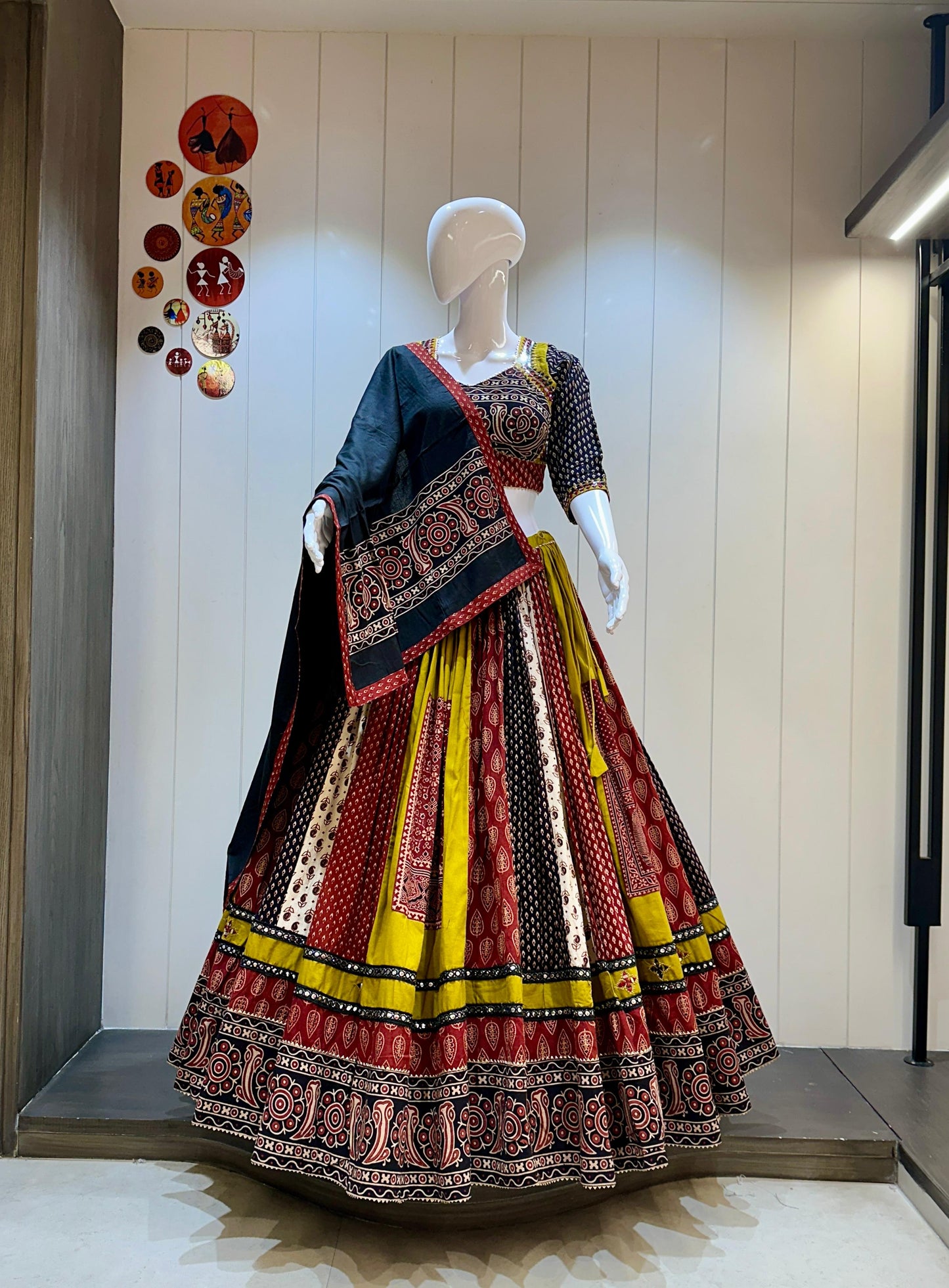 DesignerChaniya Choli for Navratri Patola Lehenga 3 pc Readymade garba Lehenga Festival outfit Gamthi Work Garba Night lehenga ready to wear