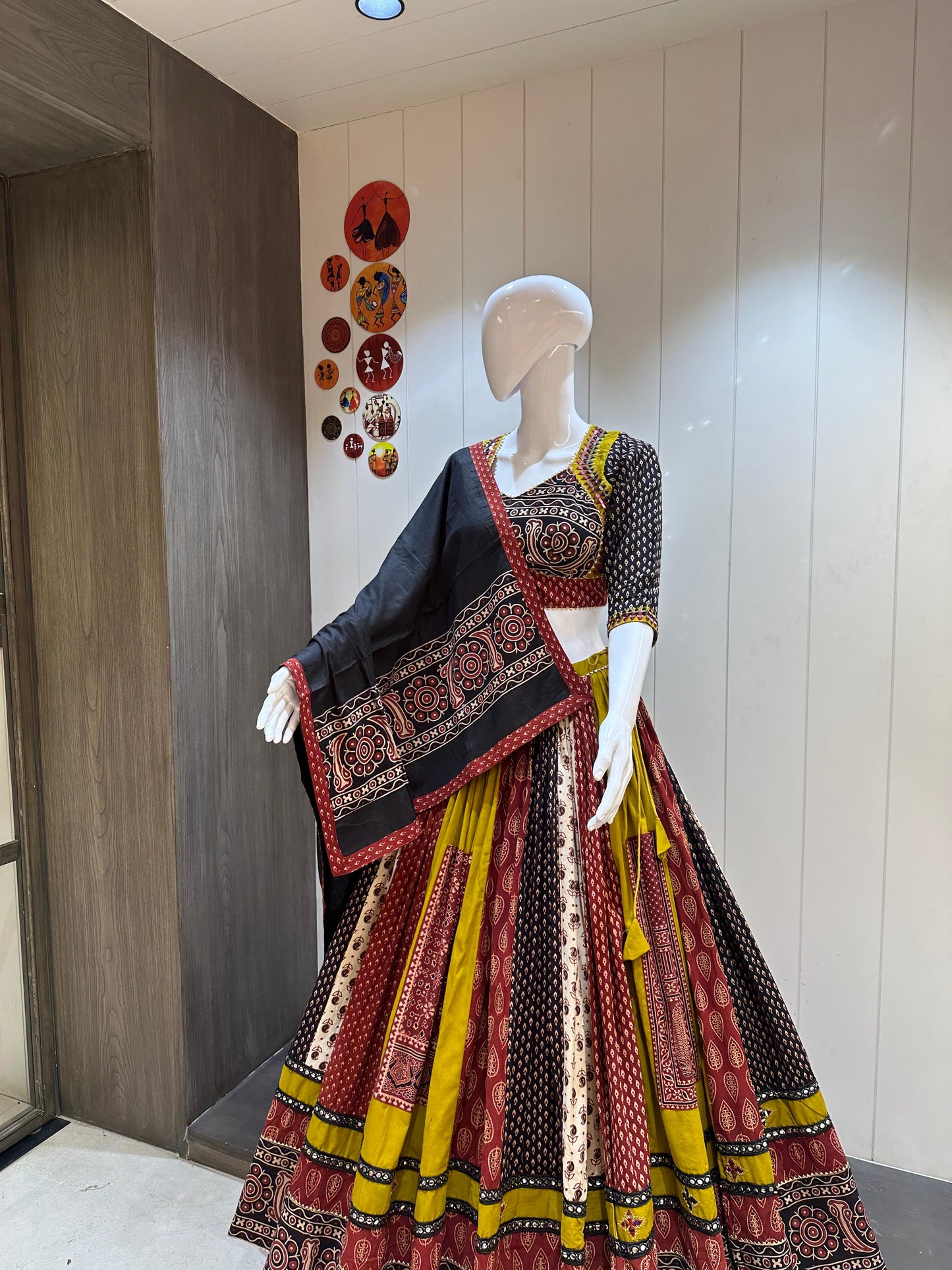 DesignerChaniya Choli for Navratri Patola Lehenga 3 pc Readymade garba Lehenga Festival outfit Gamthi Work Garba Night lehenga ready to wear