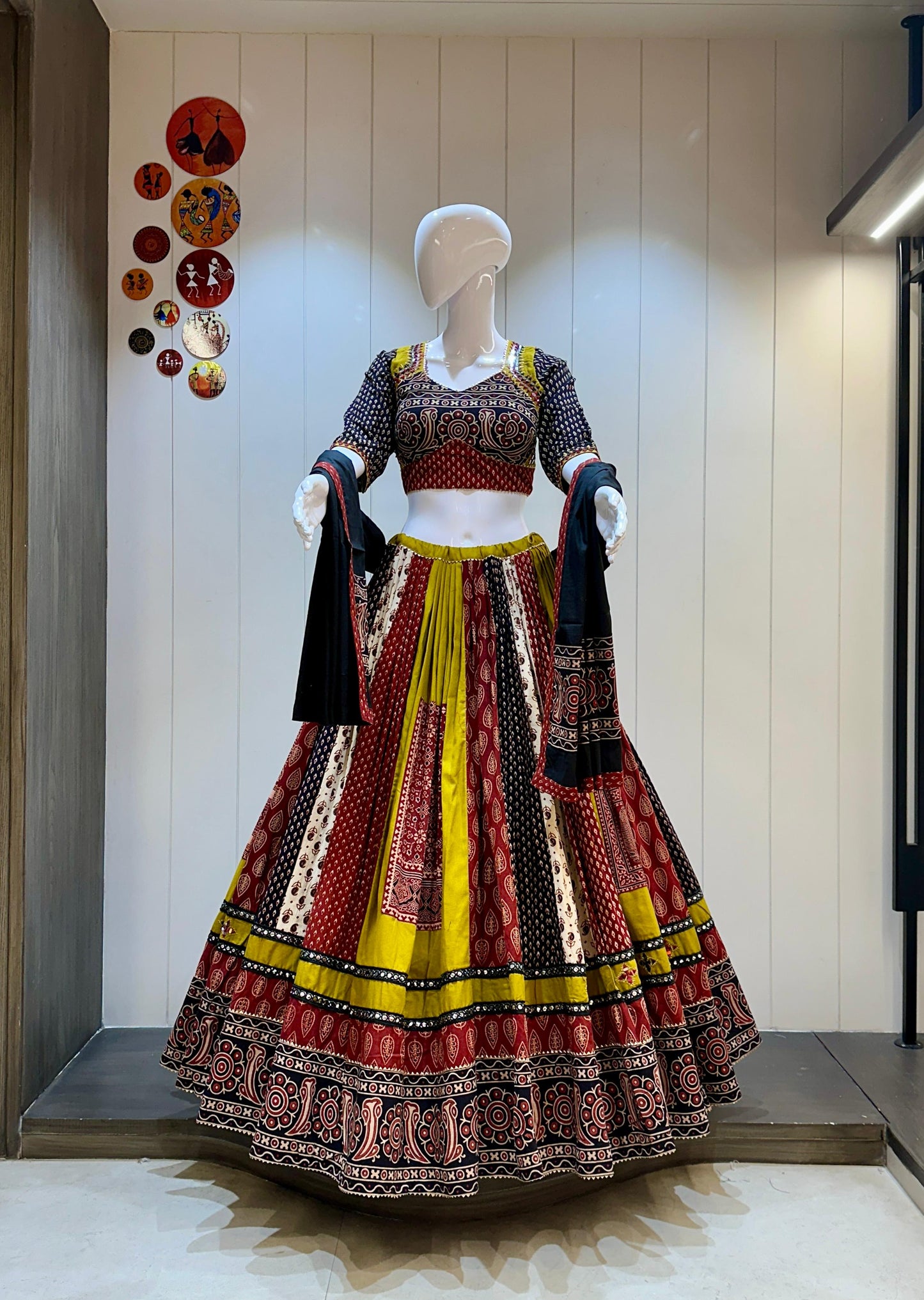 DesignerChaniya Choli for Navratri Patola Lehenga 3 pc Readymade garba Lehenga Festival outfit Gamthi Work Garba Night lehenga ready to wear
