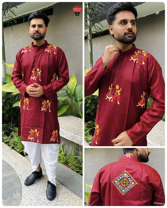 Men's Heavy Chikankari Mirror Work Kurta Pajama Set Indian Navratri Kurta Wedding & Ceremony Outfit