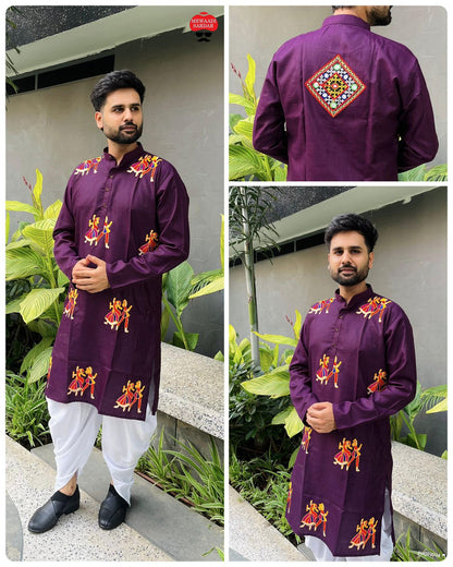 Men's Heavy Chikankari Mirror Work Kurta Pajama Set Indian Navratri Kurta Wedding & Ceremony Outfit