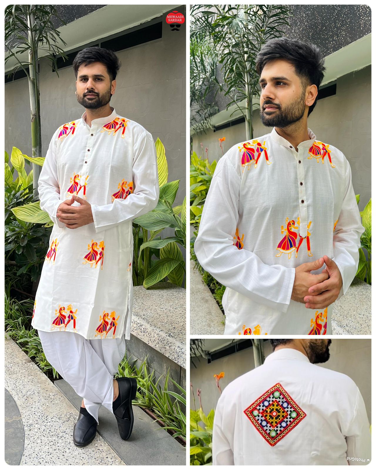 Men's Heavy Chikankari Mirror Work Kurta Pajama Set Indian Navratri Kurta Wedding & Ceremony Outfit