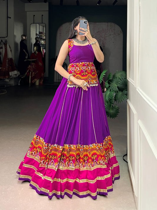 DesignerChaniya Choli for Navratri Patola Lehenga 3 pc Readymade garba Lehenga Festival outfit Gamthi Work Garba Night lehenga ready to wear
