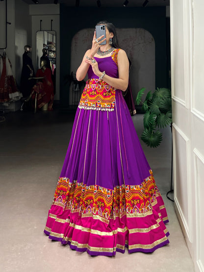 DesignerChaniya Choli for Navratri Patola Lehenga 3 pc Readymade garba Lehenga Festival outfit Gamthi Work Garba Night lehenga ready to wear