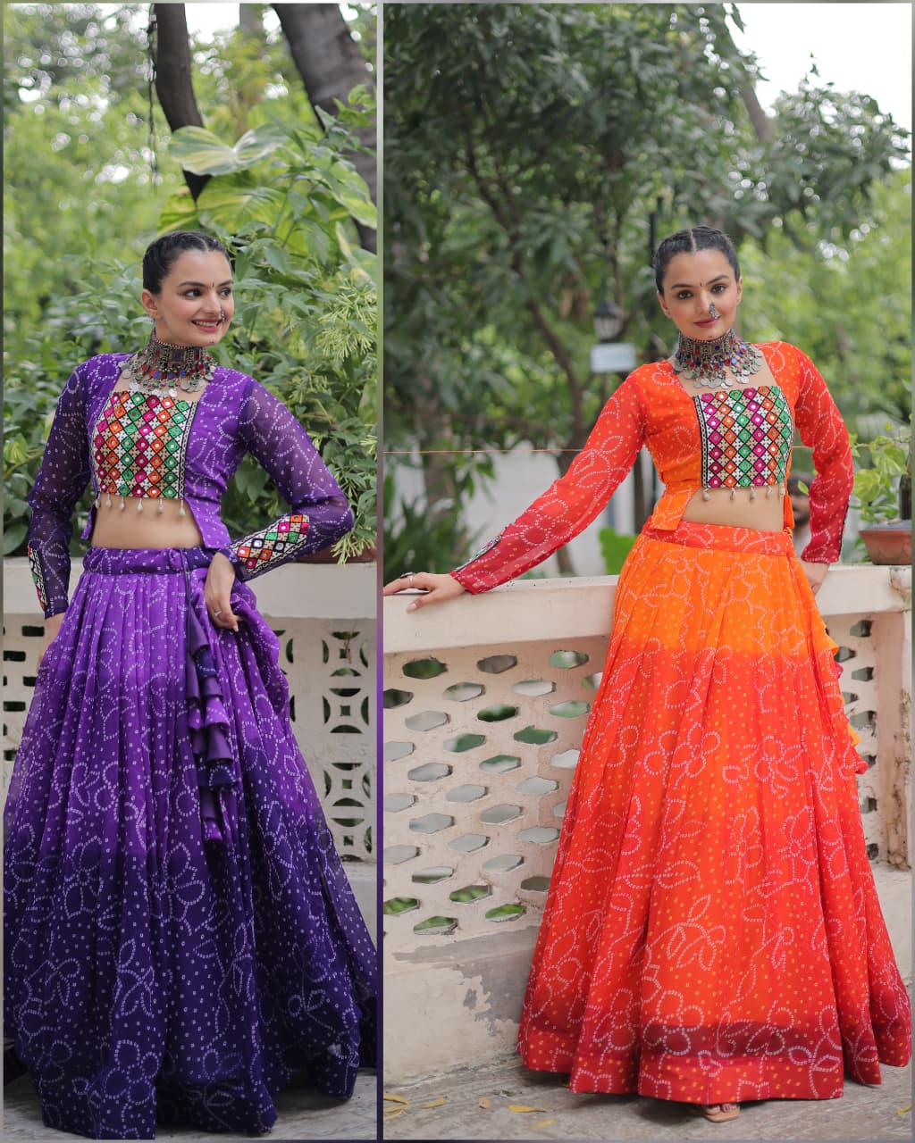DesignerChaniya Choli for Navratri Patola Lehenga 3 pc Readymade garba Lehenga Festival outfit Gamthi Work Garba Night lehenga ready to wear