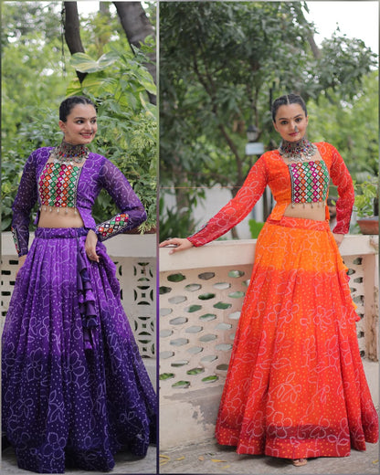 DesignerChaniya Choli for Navratri Patola Lehenga 3 pc Readymade garba Lehenga Festival outfit Gamthi Work Garba Night lehenga ready to wear