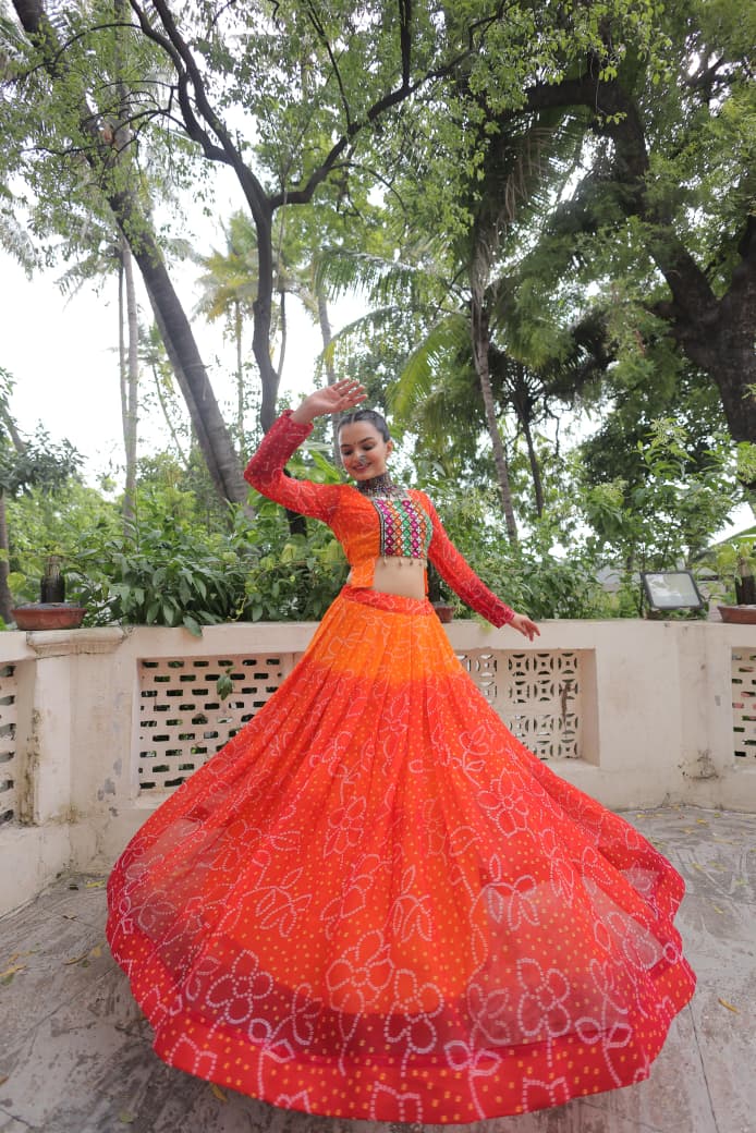 DesignerChaniya Choli for Navratri Patola Lehenga 3 pc Readymade garba Lehenga Festival outfit Gamthi Work Garba Night lehenga ready to wear