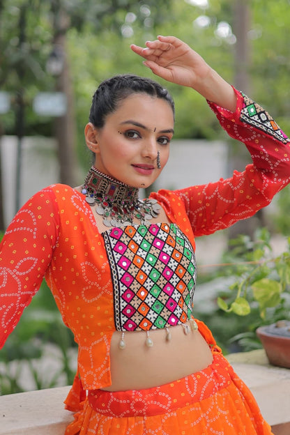DesignerChaniya Choli for Navratri Patola Lehenga 3 pc Readymade garba Lehenga Festival outfit Gamthi Work Garba Night lehenga ready to wear