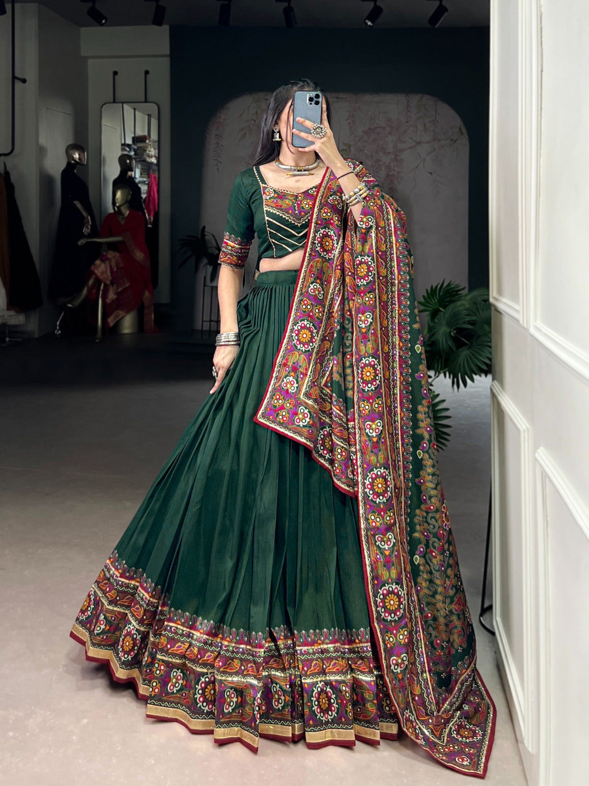 DesignerChaniya Choli for Navratri Patola Lehenga 3 pc Readymade garba Lehenga Festival outfit Gamthi Work Garba Night lehenga ready to wear