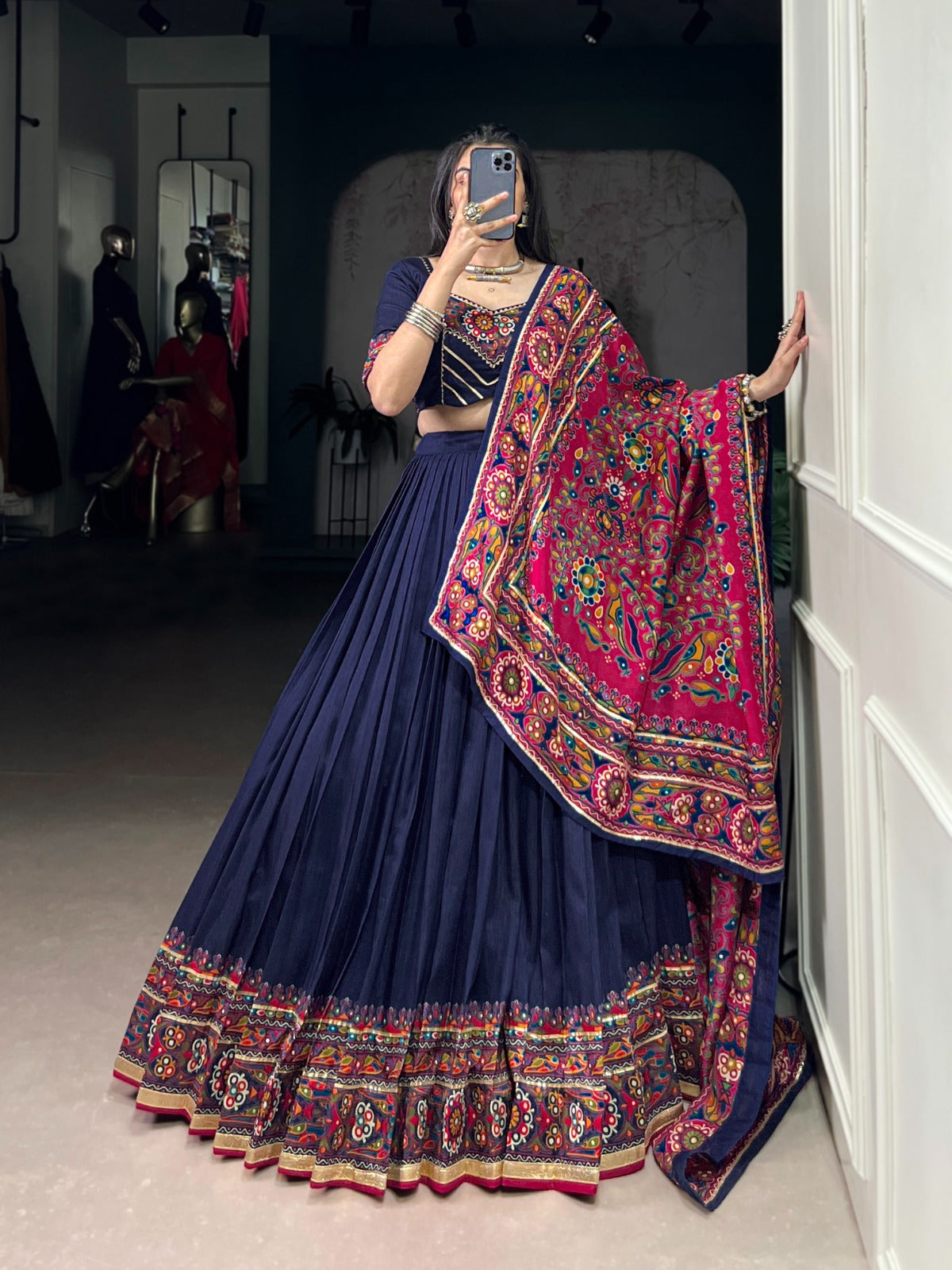 DesignerChaniya Choli for Navratri Patola Lehenga 3 pc Readymade garba Lehenga Festival outfit Gamthi Work Garba Night lehenga ready to wear