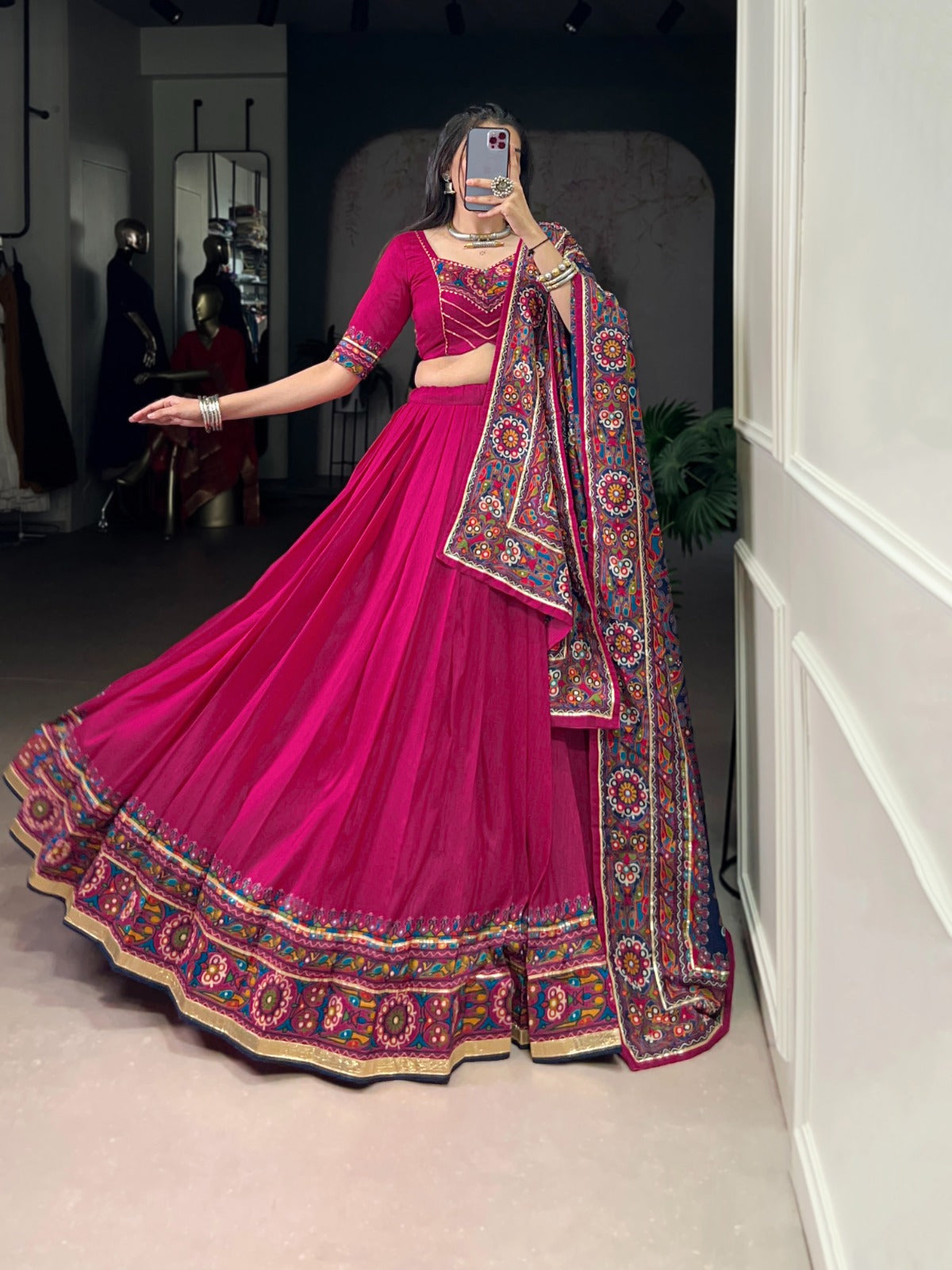 DesignerChaniya Choli for Navratri Patola Lehenga 3 pc Readymade garba Lehenga Festival outfit Gamthi Work Garba Night lehenga ready to wear