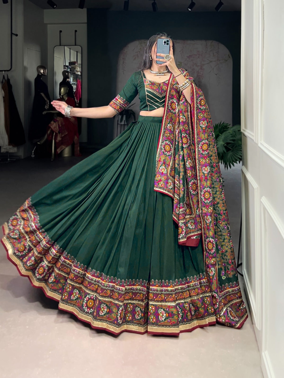DesignerChaniya Choli for Navratri Patola Lehenga 3 pc Readymade garba Lehenga Festival outfit Gamthi Work Garba Night lehenga ready to wear