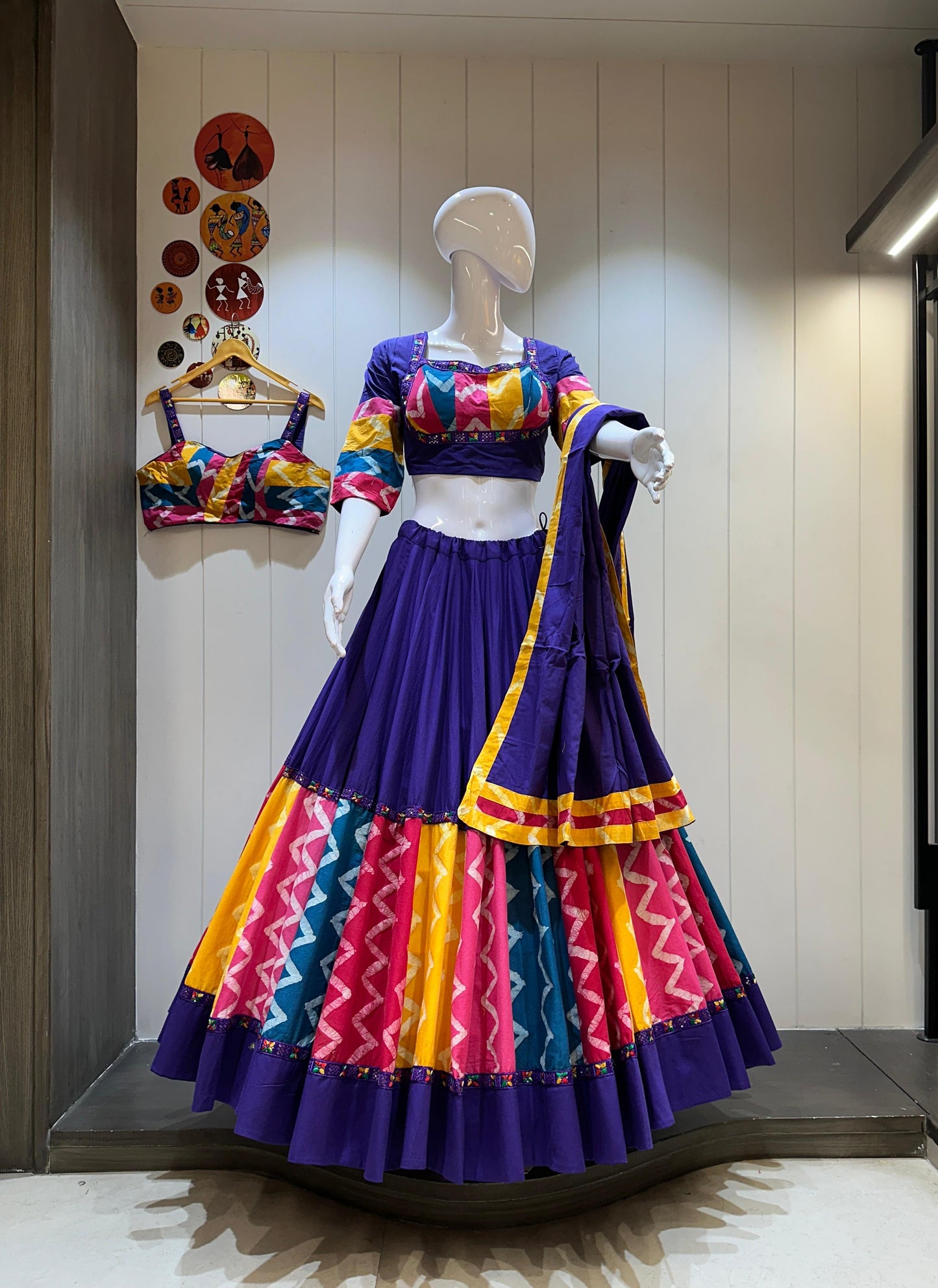 DesignerChaniya Choli for Navratri Patola Lehenga 3 pc Readymade garba Lehenga Festival outfit Gamthi Work Garba Night lehenga ready to wear