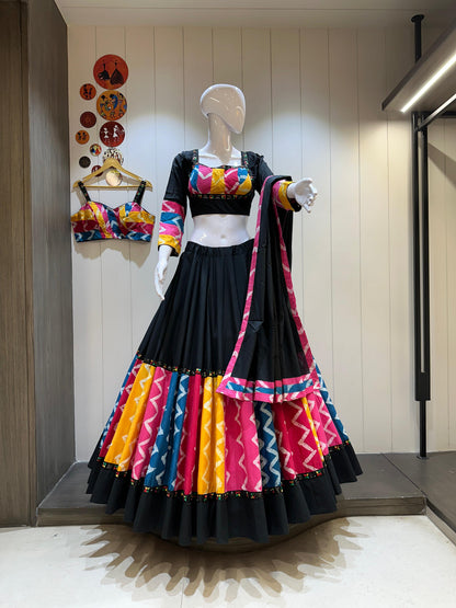 DesignerChaniya Choli for Navratri Patola Lehenga 3 pc Readymade garba Lehenga Festival outfit Gamthi Work Garba Night lehenga ready to wear