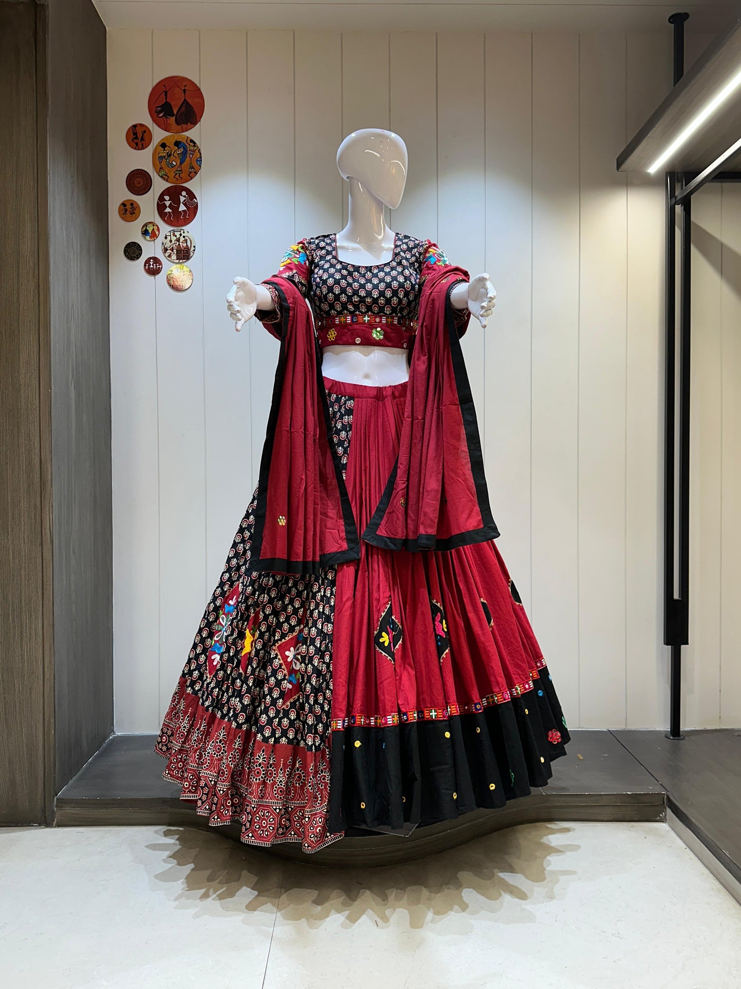 DesignerChaniya Choli for Navratri Patola Lehenga 3 pc Readymade garba Lehenga Festival outfit Gamthi Work Garba Night lehenga ready to wear
