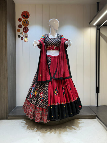 DesignerChaniya Choli for Navratri Patola Lehenga 3 pc Readymade garba Lehenga Festival outfit Gamthi Work Garba Night lehenga ready to wear