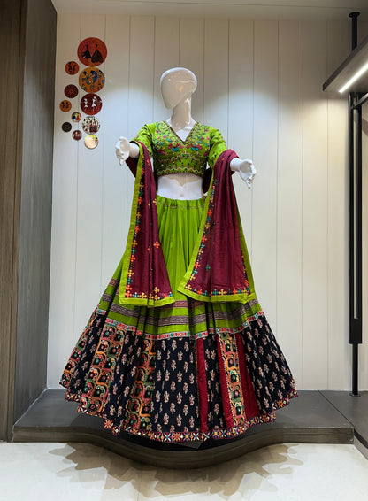 Multi Designer Chaniya Choli for Navratri Patola Lehenga 3 pc Readymade garba Lehenga Festival outfit Gamthi Work Garba Night lehenga ready to wear