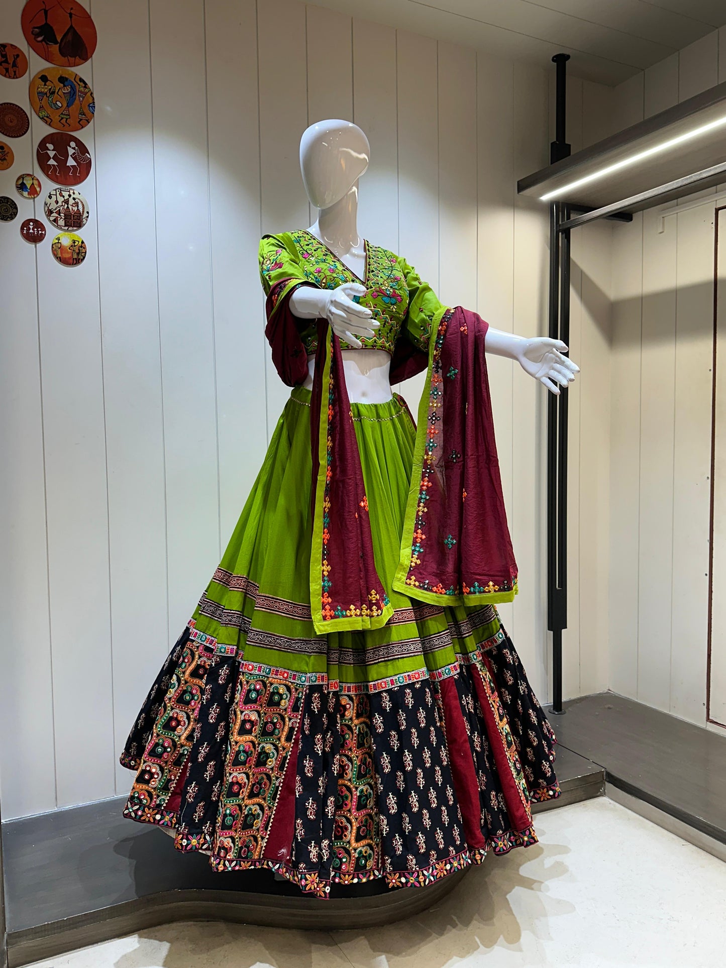 Multi Designer Chaniya Choli for Navratri Patola Lehenga 3 pc Readymade garba Lehenga Festival outfit Gamthi Work Garba Night lehenga ready to wear