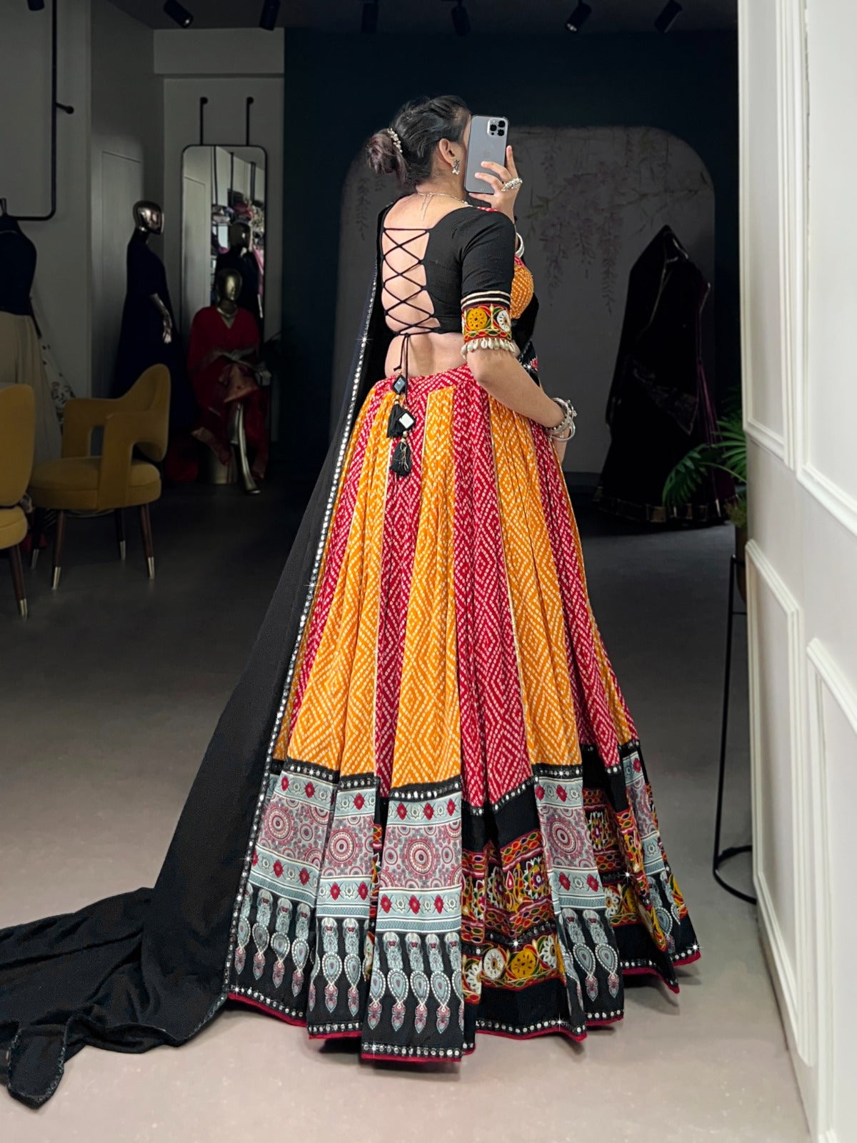 DesignerChaniya Choli for Navratri Patola Lehenga 3 pc Readymade garba Lehenga Festival outfit Gamthi Work Garba Night lehenga ready to wear