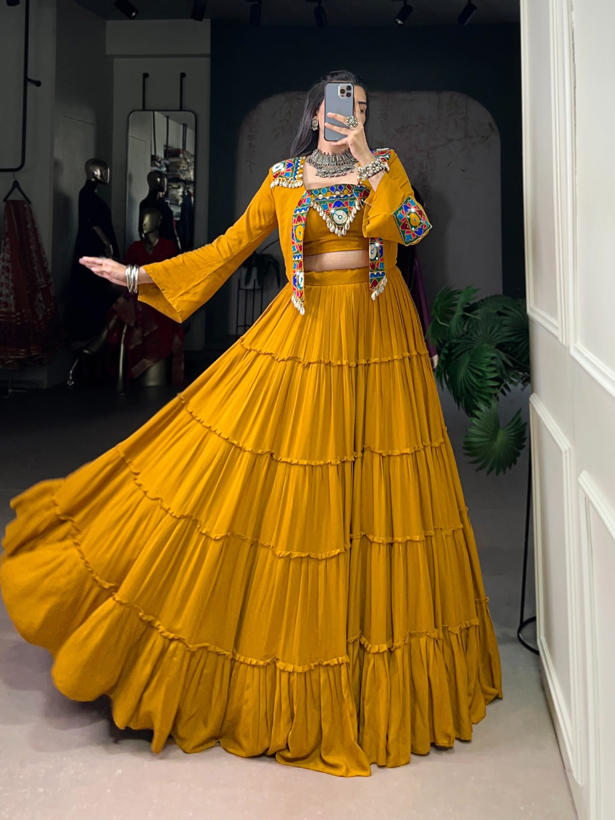 DesignerChaniya Choli for Navratri Patola Lehenga 3 pc Readymade garba Lehenga Festival outfit Gamthi Work Garba Night lehenga ready to wear