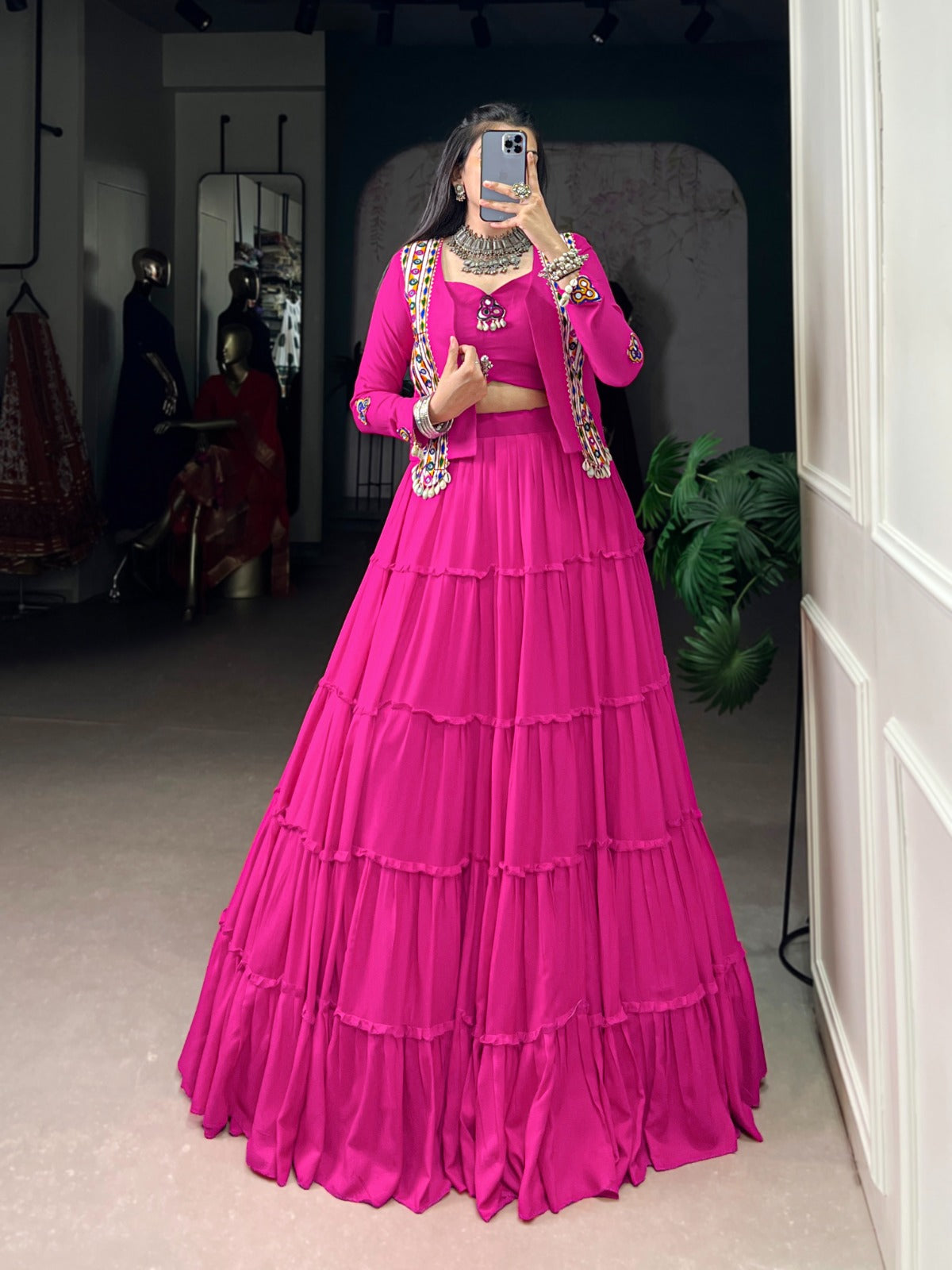 DesignerChaniya Choli for Navratri Patola Lehenga 3 pc Readymade garba Lehenga Festival outfit Gamthi Work Garba Night lehenga ready to wear