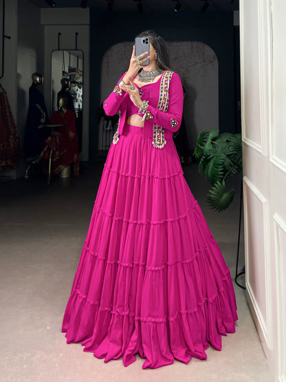 DesignerChaniya Choli for Navratri Patola Lehenga 3 pc Readymade garba Lehenga Festival outfit Gamthi Work Garba Night lehenga ready to wear