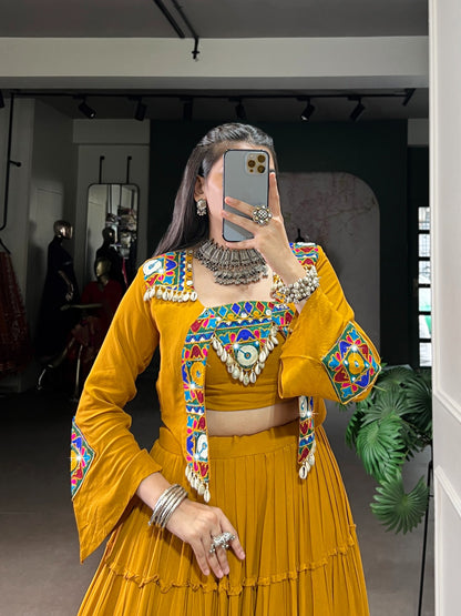 DesignerChaniya Choli for Navratri Patola Lehenga 3 pc Readymade garba Lehenga Festival outfit Gamthi Work Garba Night lehenga ready to wear