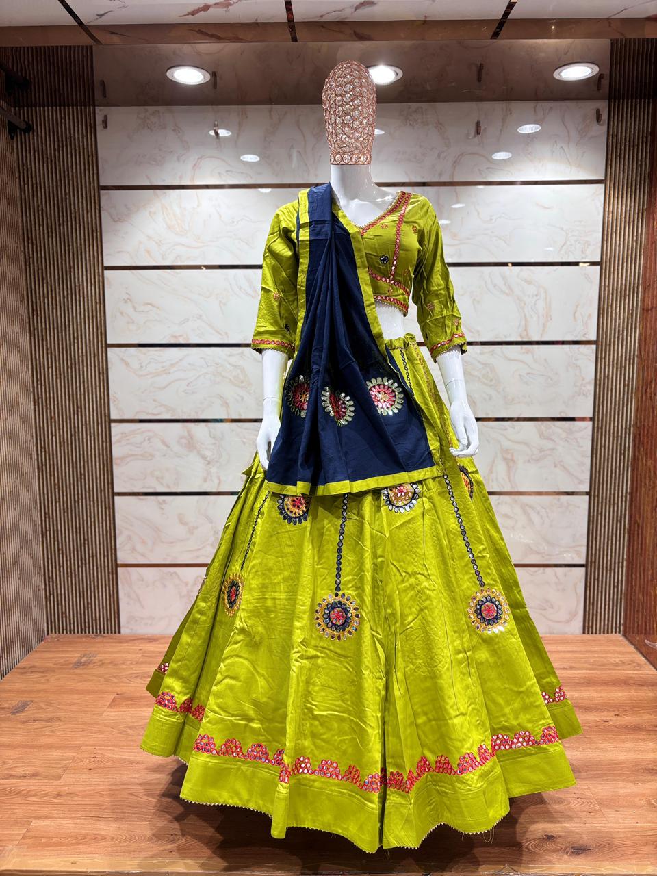 Designer Chaniya Choli for Navratri Patola Lehenga Festival outfit Gamthi Work Garba Night