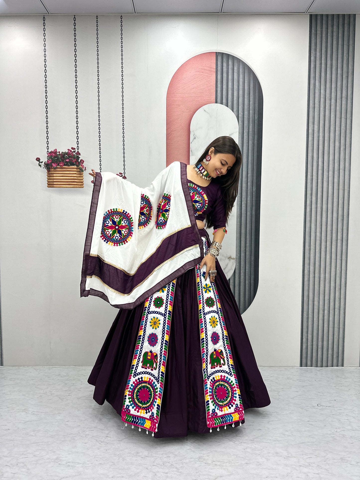 Designer Chaniya Choli for Navratri Patola Lehenga Festival outfit Gamthi Work Garba Night