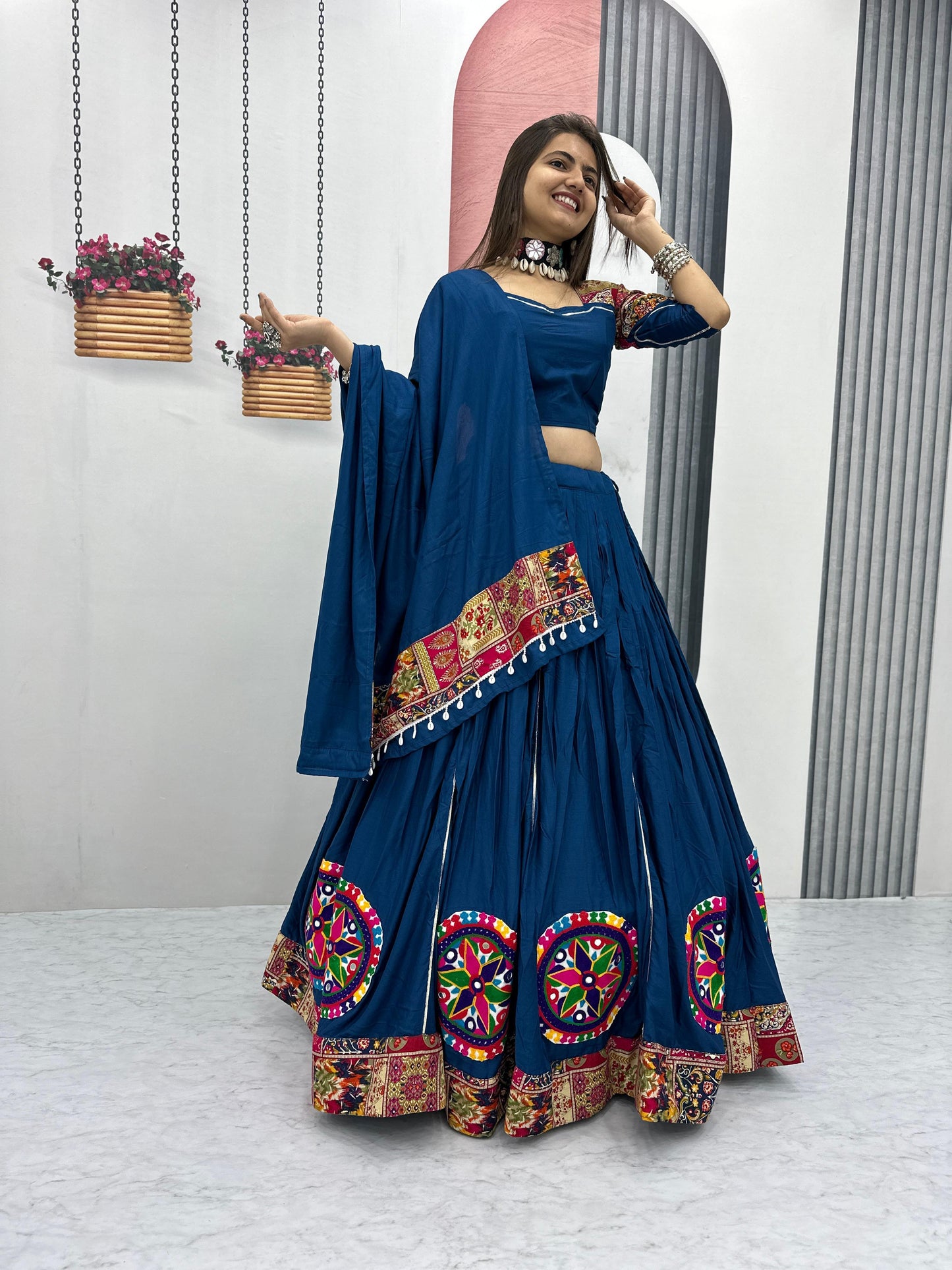 Designer Chaniya Choli for Navratri Patola Lehenga Festival outfit Gamthi Work Garba Night