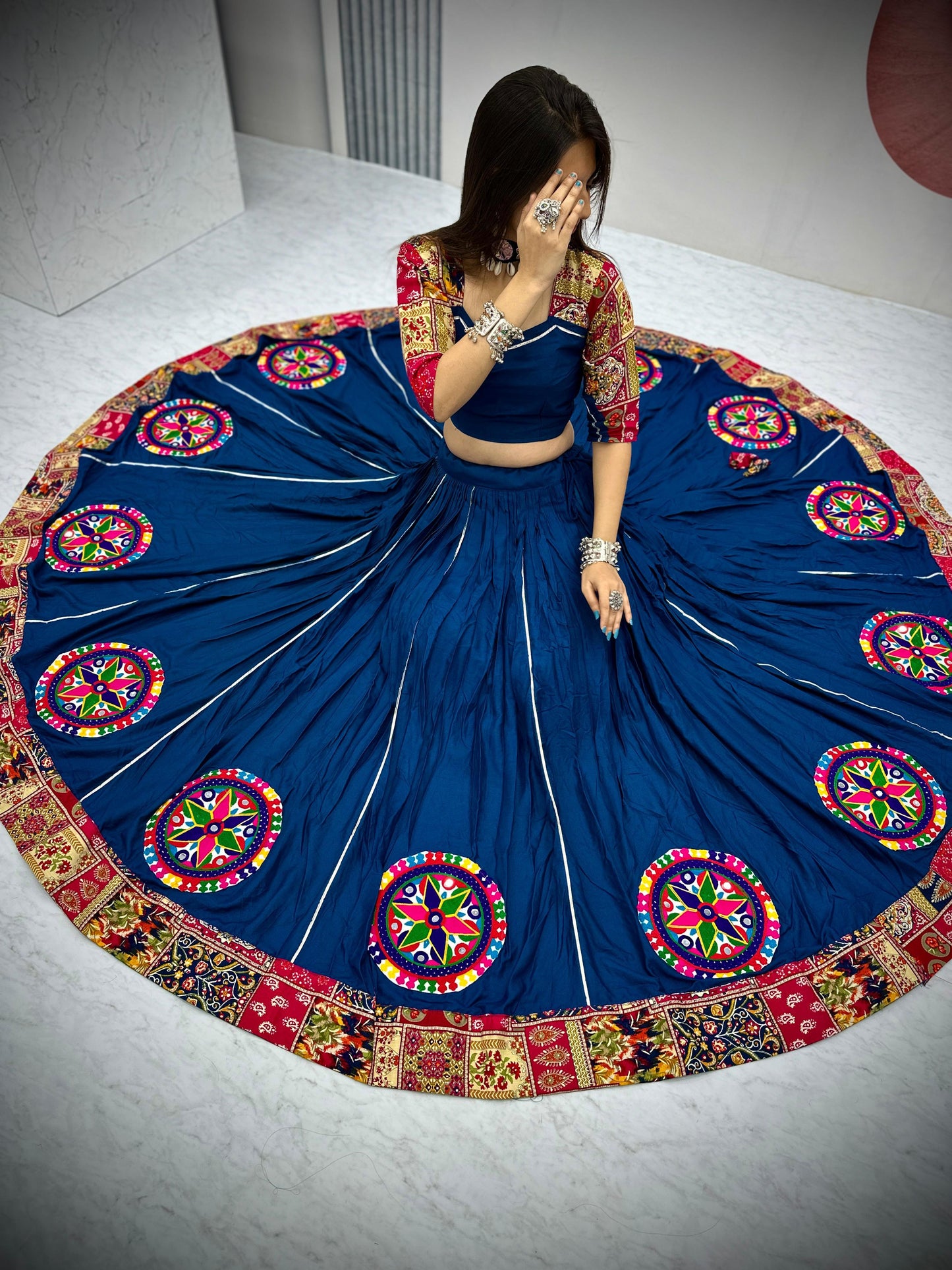 Designer Chaniya Choli for Navratri Patola Lehenga Festival outfit Gamthi Work Garba Night