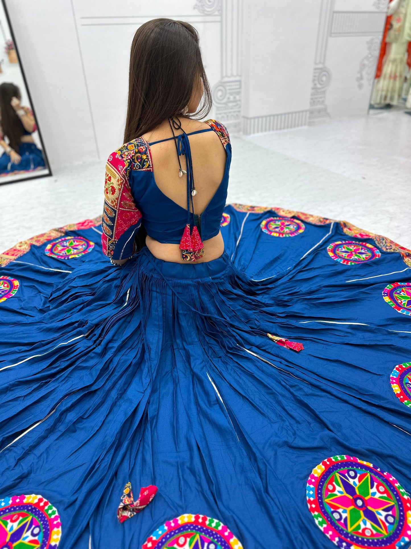 Designer Chaniya Choli for Navratri Patola Lehenga Festival outfit Gamthi Work Garba Night